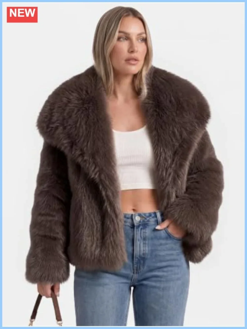 Women's Faux Fur Coat Fuzzy Teddy Jacket Winter Warm Long Sleeve
